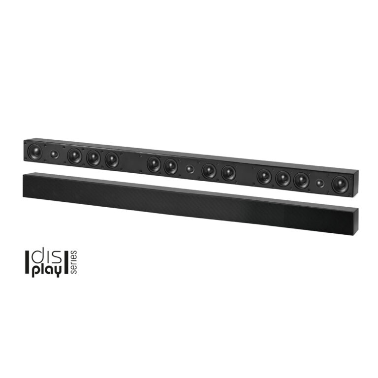 SBC 3.0 passiv 3-kanals soundbar monterad under en stor display.